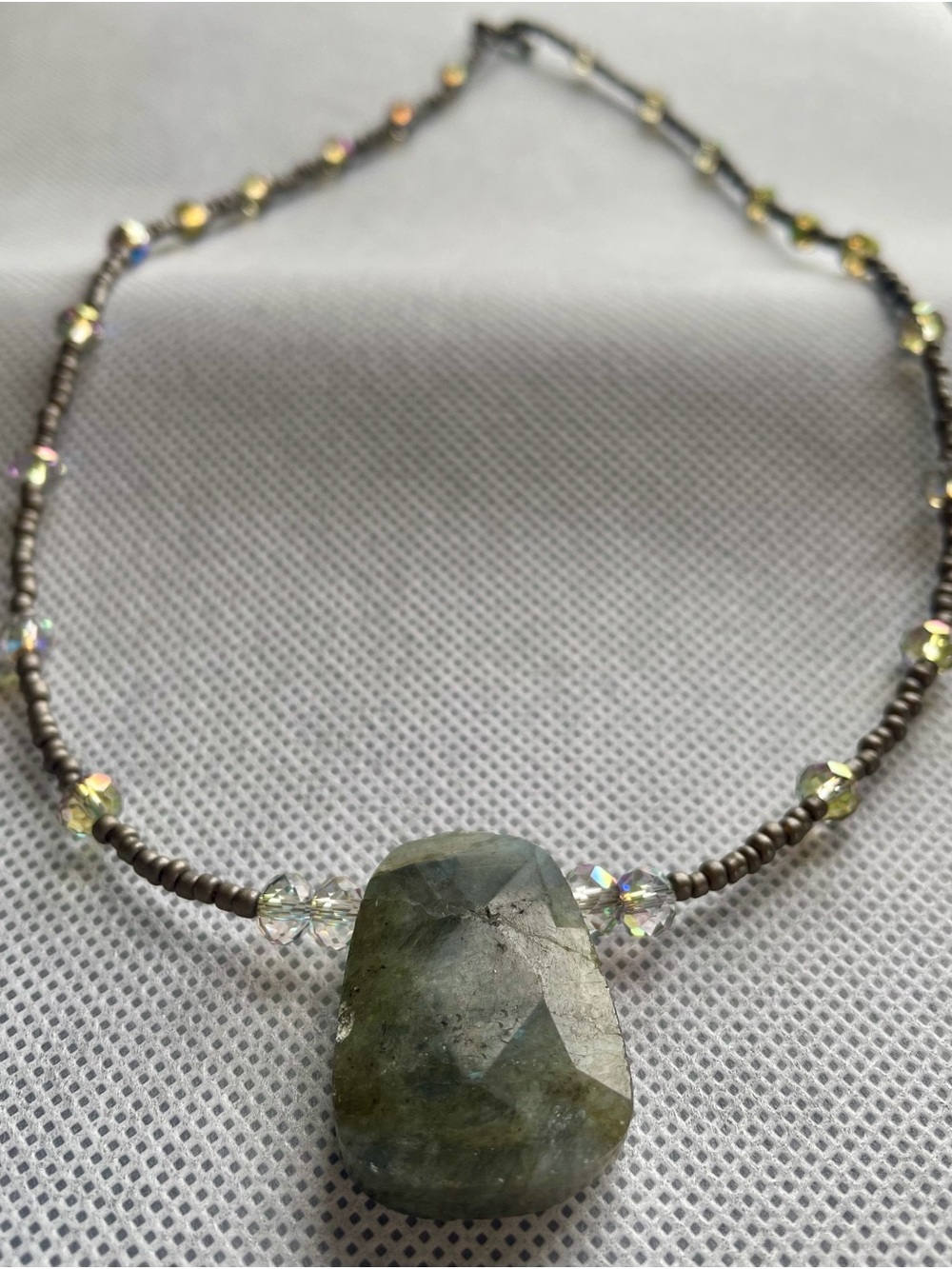 Labradorite Beaded Pendant Necklace in Green